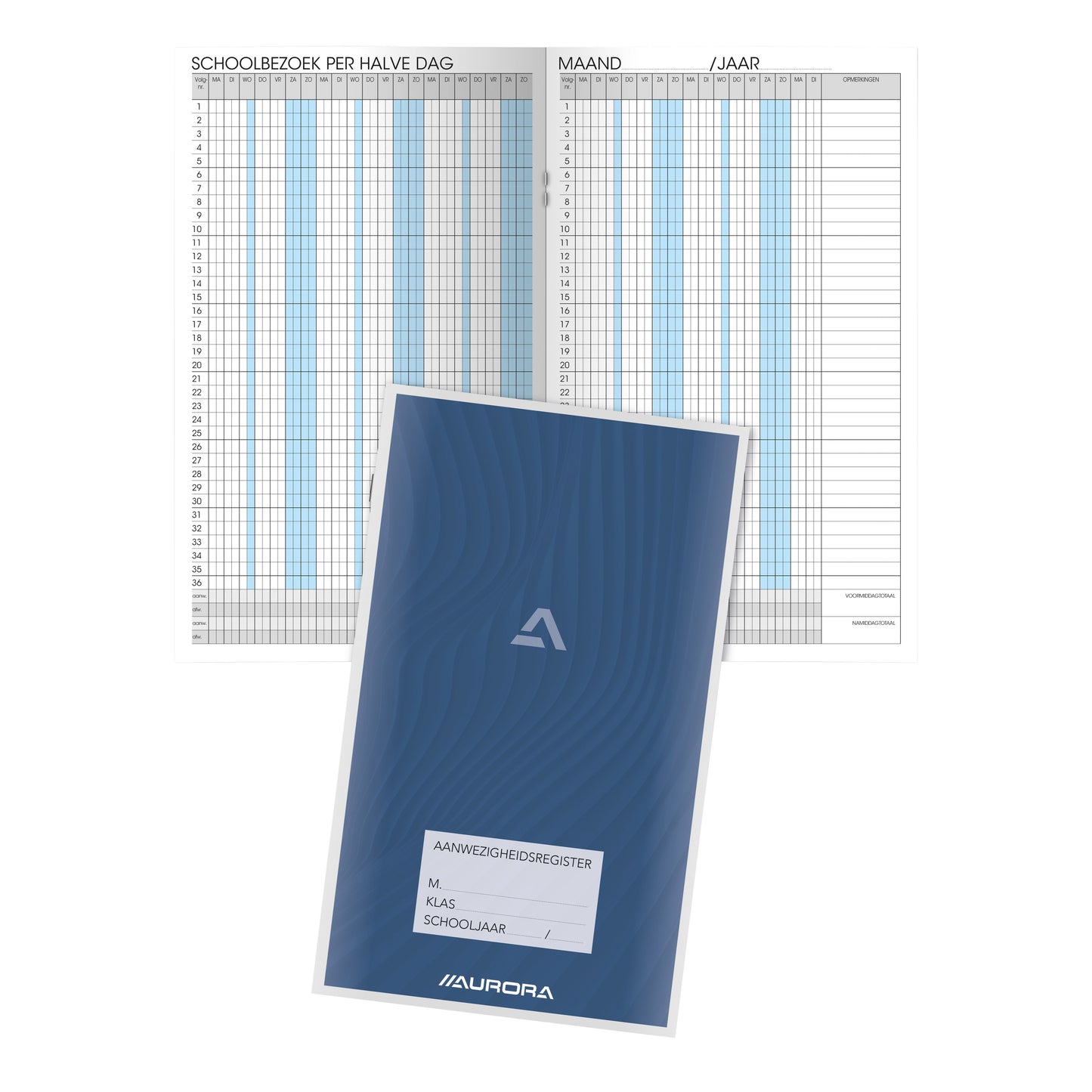 Aurora - Aanwezigheidsreg 155x260mm ned 56pag | 25 stuks