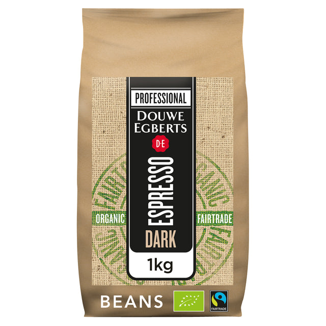 Douwe Egberts - Koffie espresso bonen dark roast Organic Fairtrade 1kg