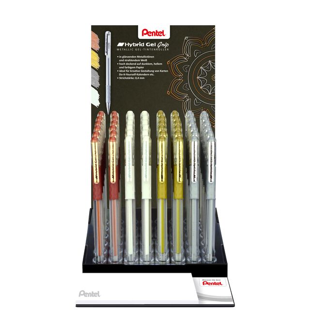 Pentel - Gel Writer K118 Grip médium assorti 4 couleurs | 48 pièces