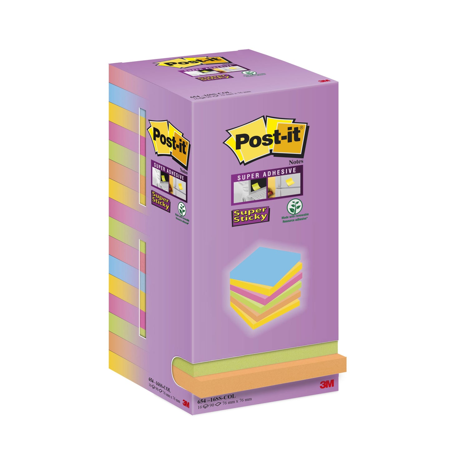 Post-it - Blocco note super adesivo 654 76x76mm colore | 10 pezzi