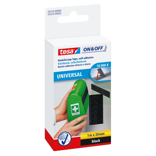 Tesa - Velcro ® On Off 1mx20mm autoadhesivo negro