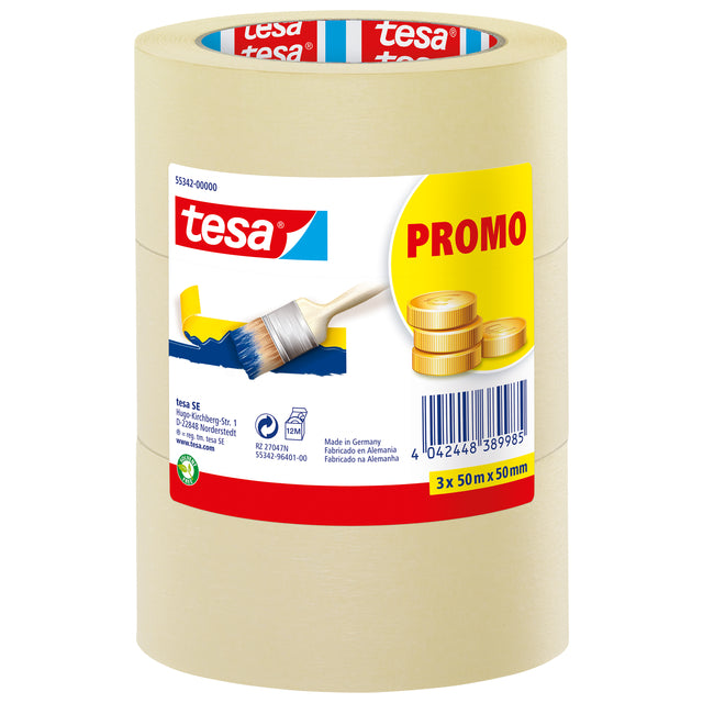 Tesa - Afplake ® Economy 50mmx50m amarillo 3 rollos