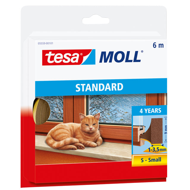 Tesa - Weatherstrip moll® Standard I-Profile self-adhesive 6mx9mm brown