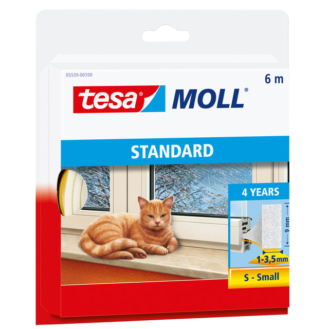 Tesa - Dichtungsstreifen moll® Standard I-Profil selbstklebend 6mx9mm weiß | 10 Stück