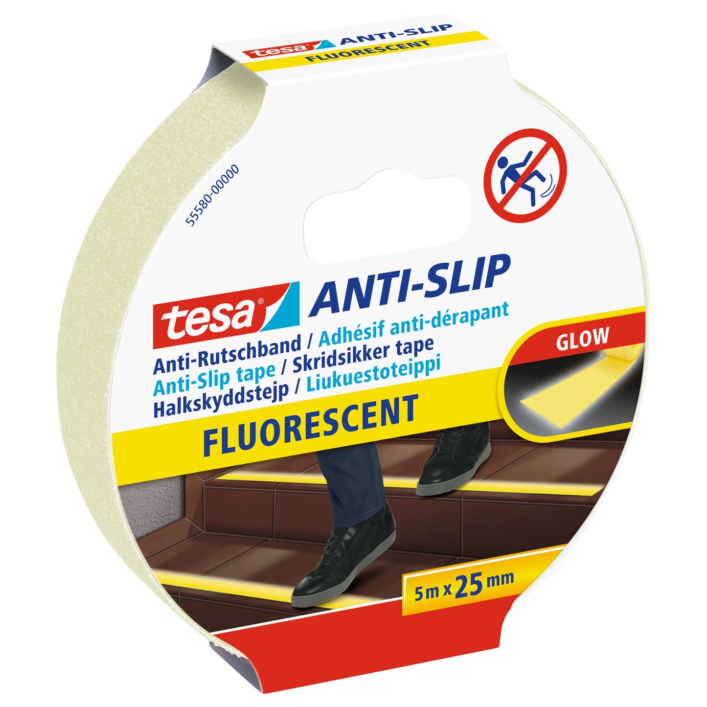 Tesa - Anti-slip e® 5mx25mm fluorescent | 6 pieces