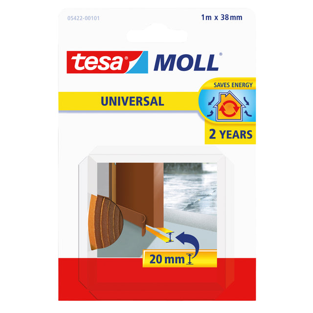Tesa - Draft strips moll® Universal self-adhesive for door 1mx38mm brown