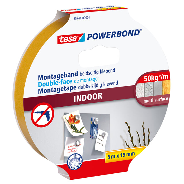 Tesa - Montagee indoor dubbelz 5mx19mm wit