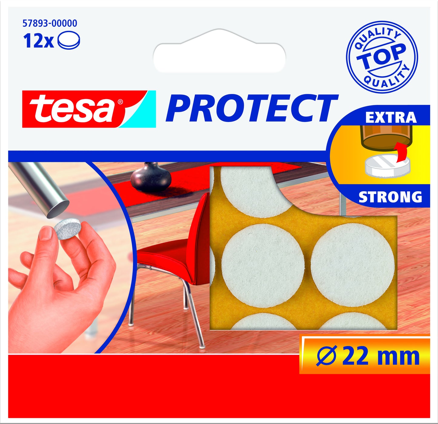 Tesa - Beschermvilt anti-kras ø22mm wit 12st