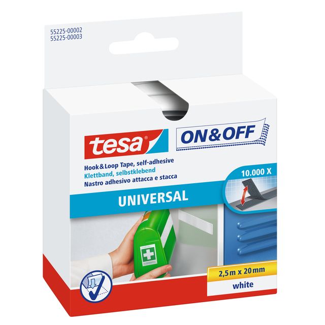Tesa - Velcro ® On Off 250cmx20mm self-adhesive white