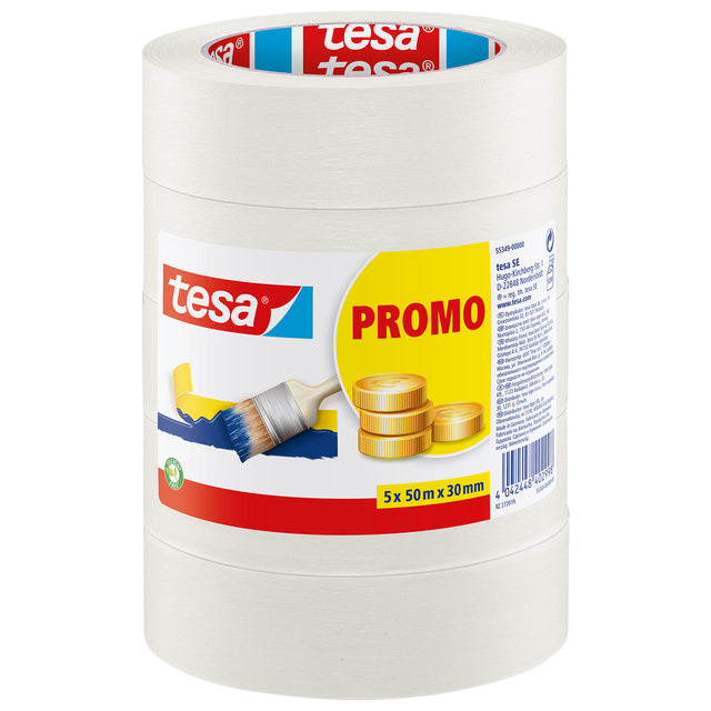 Tesa - Afplake economy 50mx30mm beige 5 rollen