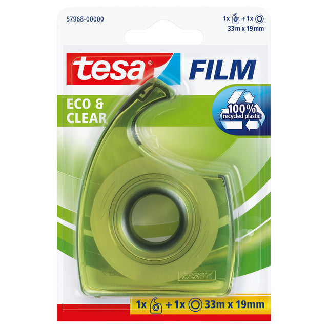 Tesa - Dispensador de cinta adhesiva manual film® Eco Clear 33mx19mm blister transparente | 7 piezas