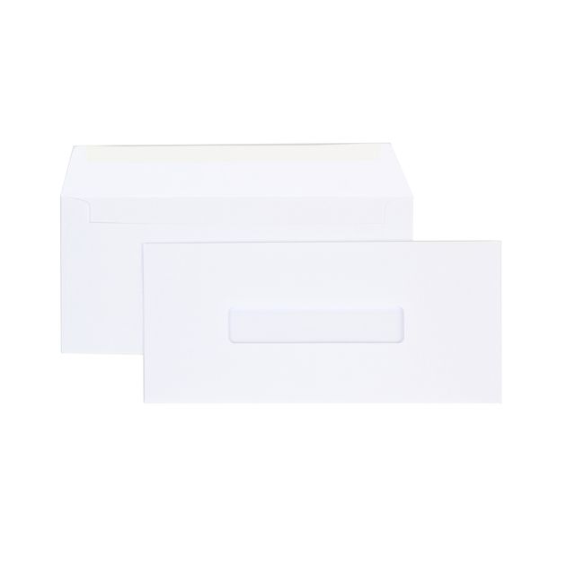 Quantore - Envelope office 109x224-ea6 gum 80gr window 2.5x11mm center | 10 pieces