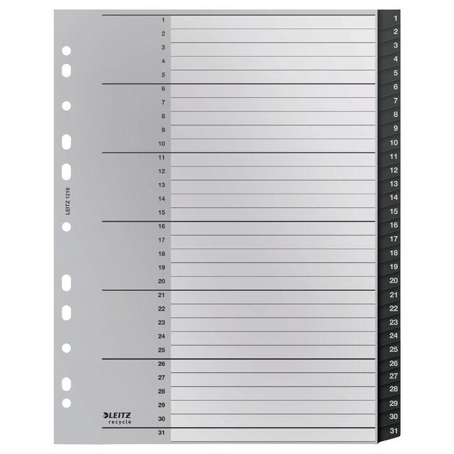 Leitz - 12180000 indextab Numerieke tabbladindex Polypropyleen (PP) Zwart, Wit
