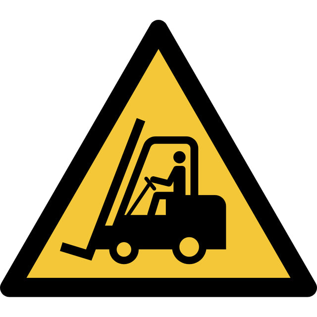 Djois - Pictogram bordje Waarschuwing: transportvoertuigen 200x176mm geel
