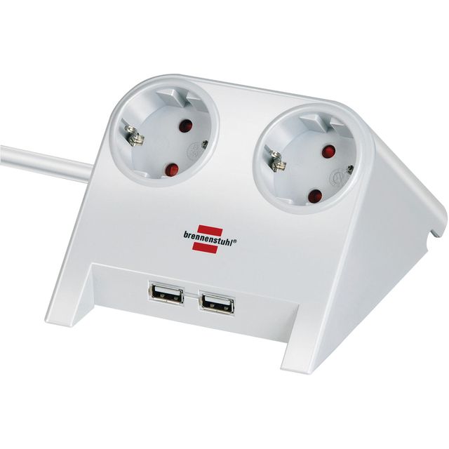 Brennenstuhl - Stekkerdoos 2vdig usb 1.8m wit | 2 stuks