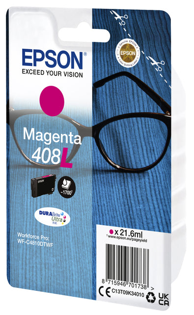 Epson - Singlepack Magenta 408L DURABrite Ultra Ink
