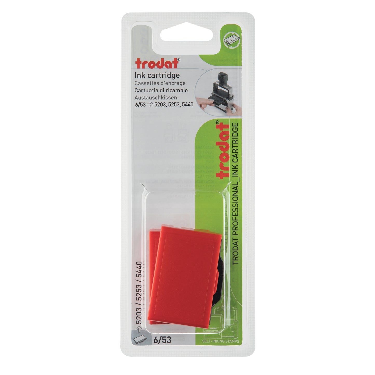 Trodat - Tampone per inchiostro Professional 6/53 2 pezzi rosso
