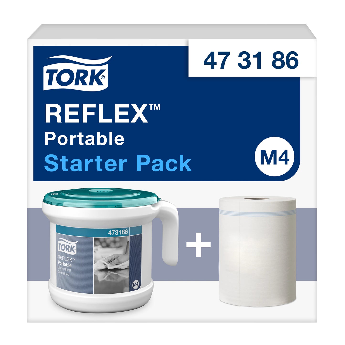 Tork - Reinigungstuchspender M4 Reflex Performance Spenderbox T-Paket weiß 473186 | 120 Stück