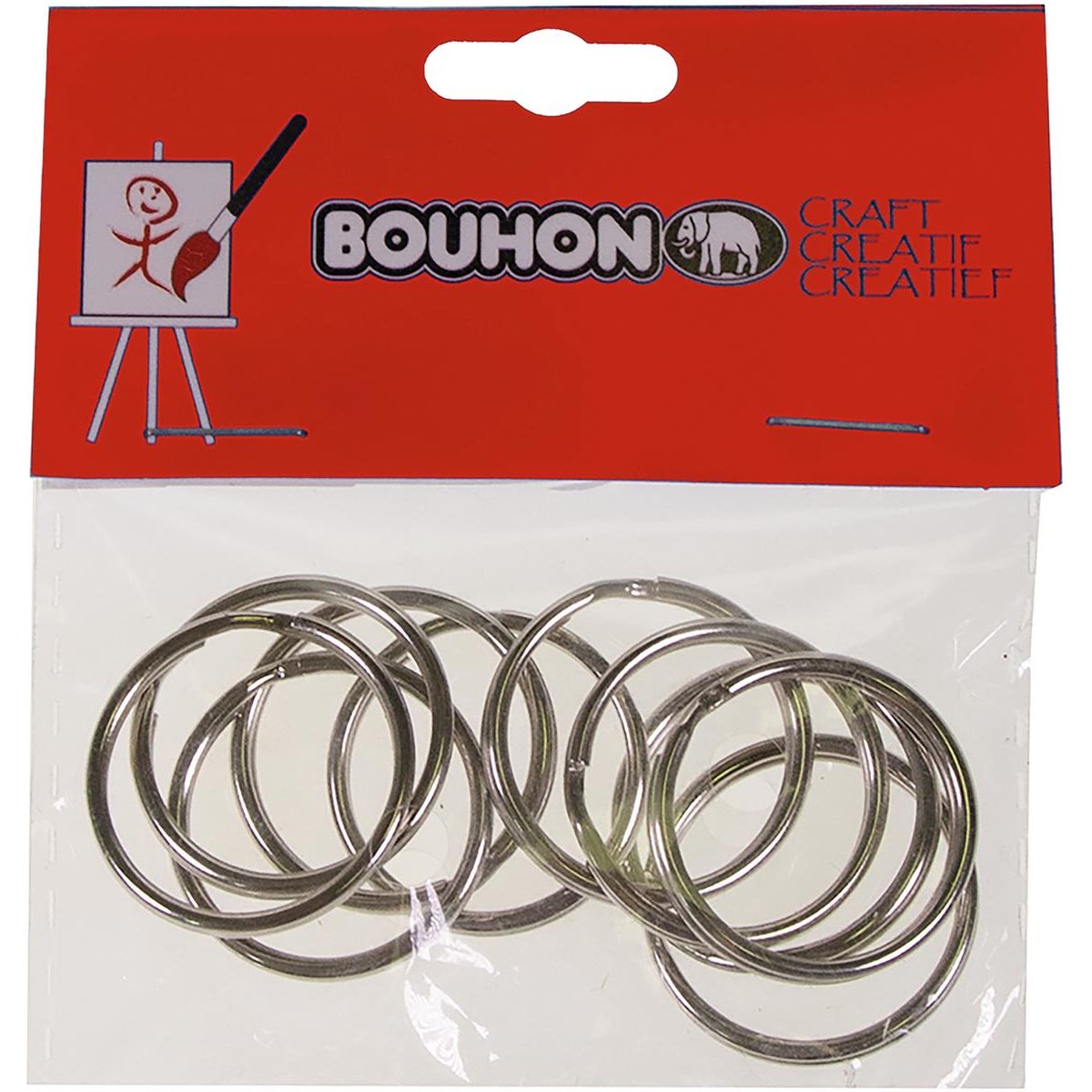 Bouhon - sleutelring, 25 mm, blister van 10 stuks