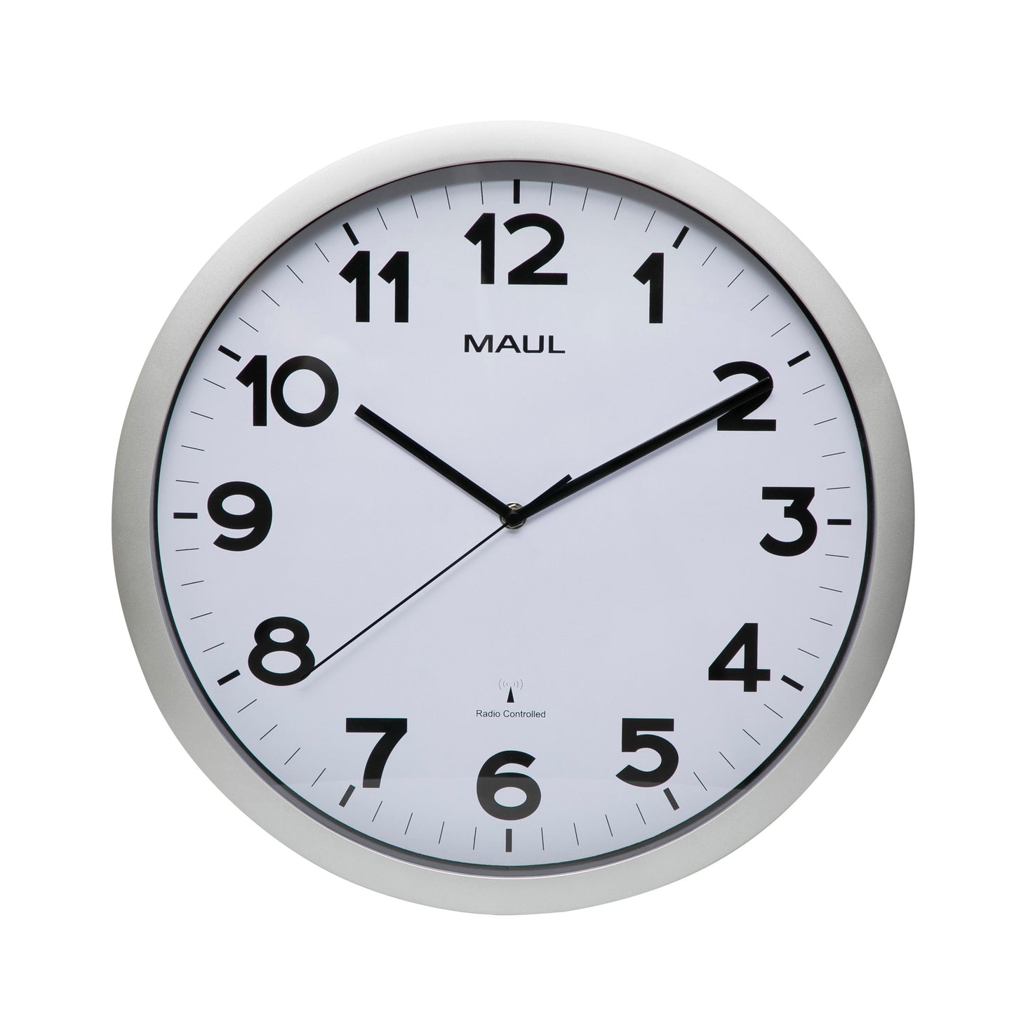 MAUL - Reloj de pared Step RC Ø40x5cm marco de plástico plateado incl. batería