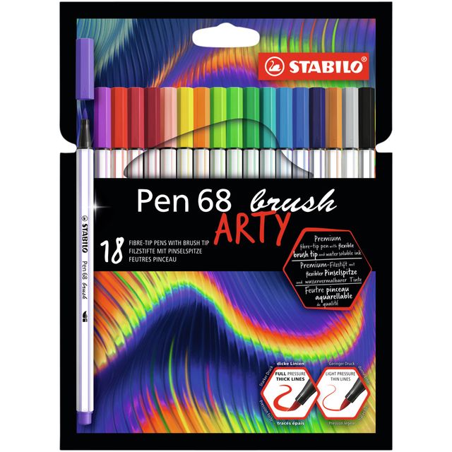 Stabilo - Brushstift pen 68/18 arty 18st assorti | 6 stuks