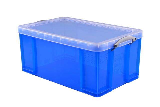 Really Useful - Boîte de rangement 64 litres 710x440x310mm transparent bleu