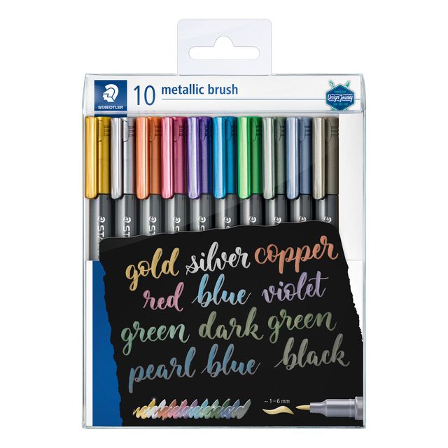 Staedtler - Brushpen metallic case of 10 colors