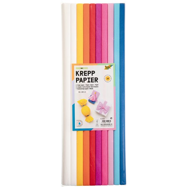 Folia Paper - Carta crespa Folia 50x200cm Mix 10 colori | 10 pezzi