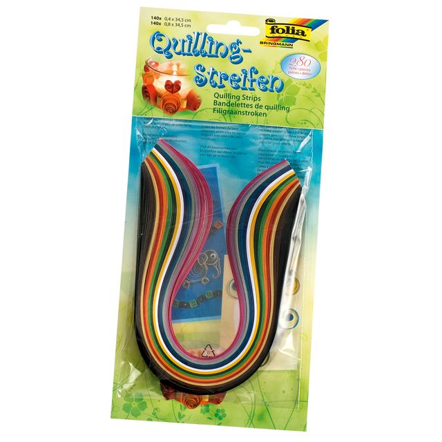 Folia Paper - Filigraanstroken Folia 140 stuks 0.4x34.5cm en 140 stuks 0.8x34.5cm assorti kleuren