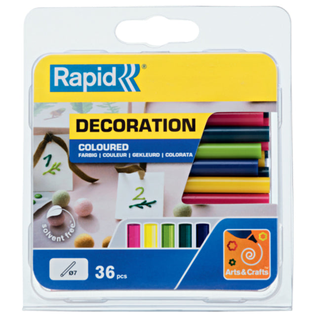 Rapid - Cartucho de pegamento 7mm 5 colores surtido 36 piezas