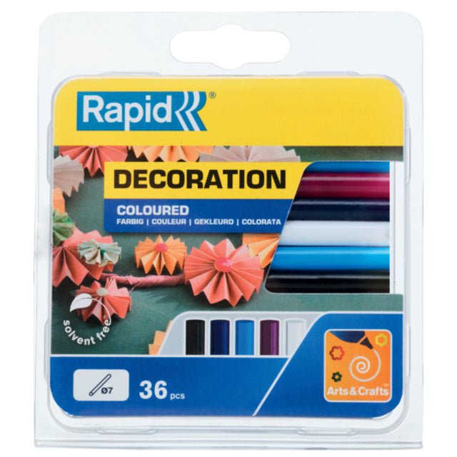 Rapid - Cartucho de pegamento 7mm 5 colores surtido 36 piezas