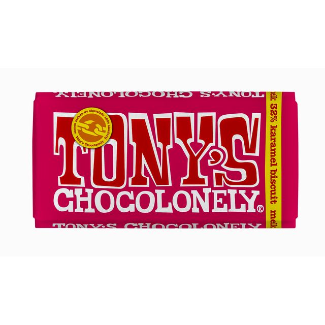 Tony's Chocolonely - Barra de galleta de chocolate con leche y caramelo 180gr