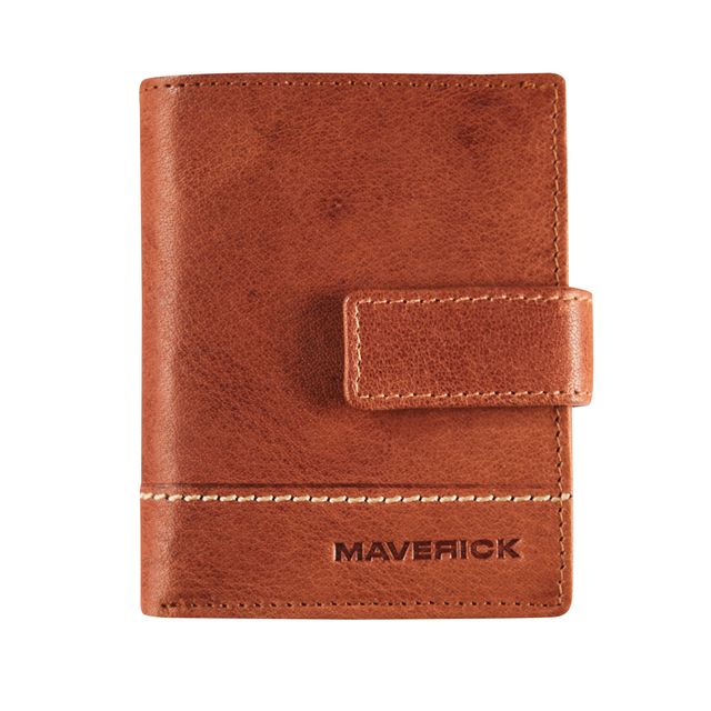 Maverick - Porta carte Rough Gear compatto RFID in pelle cognac