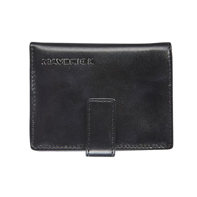 Maverick - Porta carte All Black super compatto in pelle RFID nero