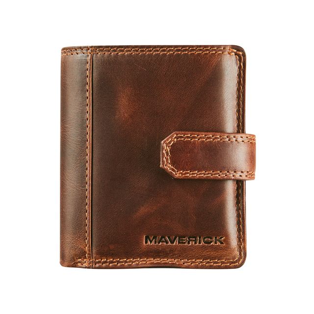 Maverick - Portacarte The Original compatto RFID in pelle marrone