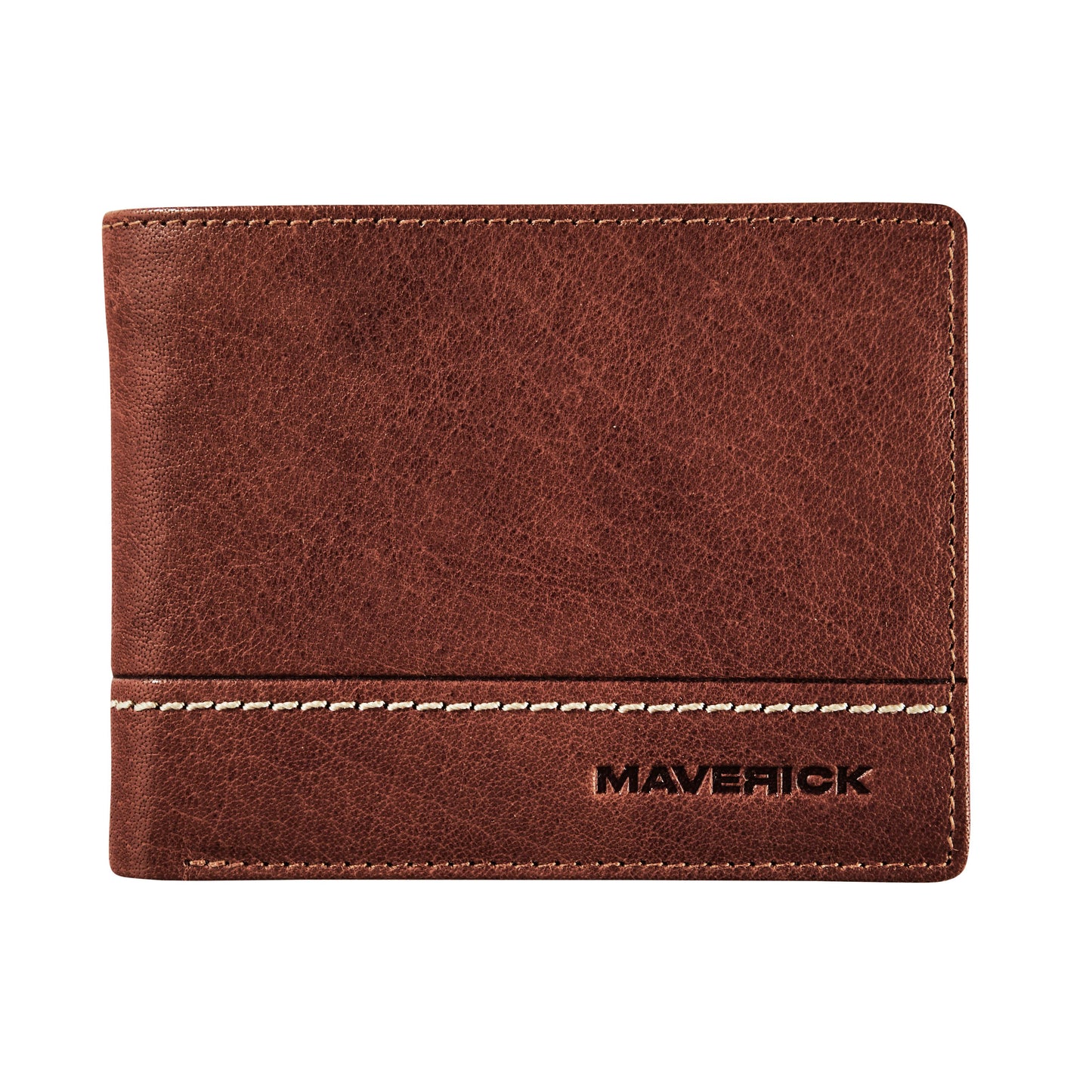 Maverick - Portefeuille Rough Gear compact avec compartiment à monnaie RFID cuir marron