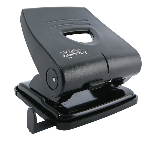 Rapesco - Perforatrice Germ-Savvy Heavy Duty 827-P antibactérien 2 trous noir | 12 pièces