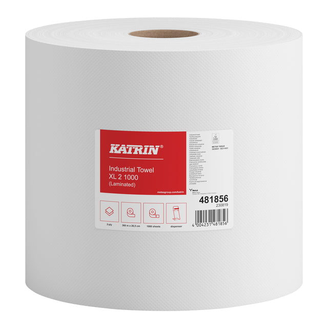 Katrin - Carta per pulizia industriale extra large 2 strati 1000 fogli bianco 481856