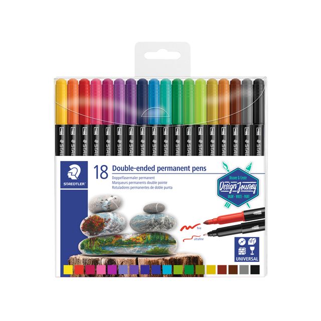 Staedtler - Felt-tip pen Design Journey permanent double point 18 colors | 6 pieces