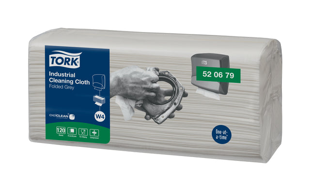 Tork - Cleaning cloth W4 Industrial folded 1-ply 4x120 sheets gray 520679