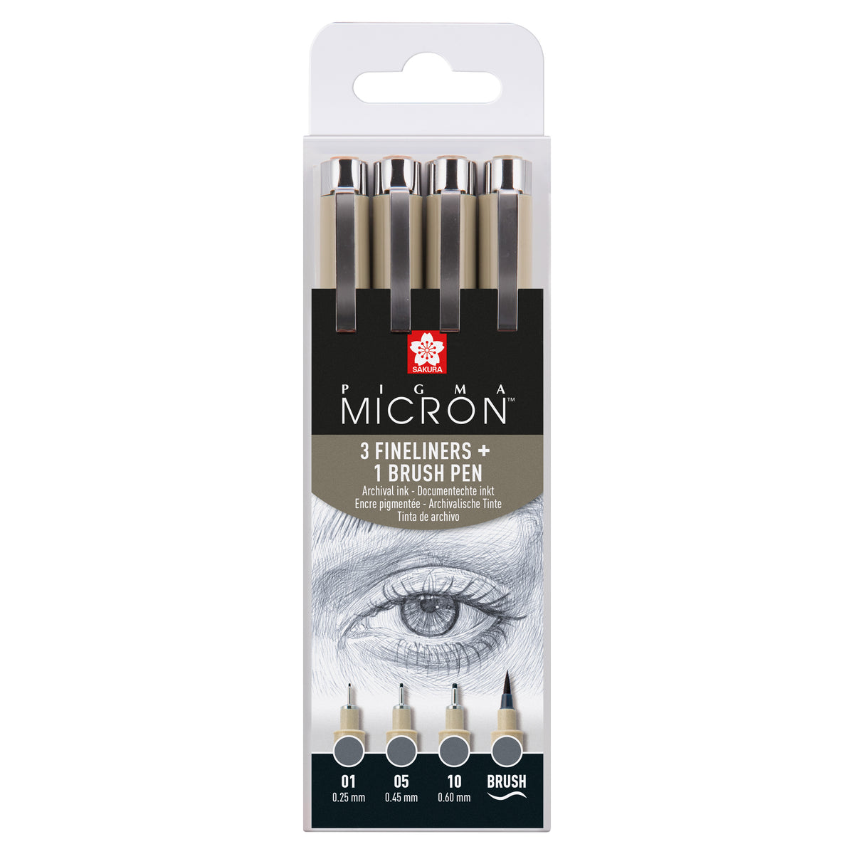 Sakura - Fineliner pigma micron koelgrijs 4 maten | 6 stuks