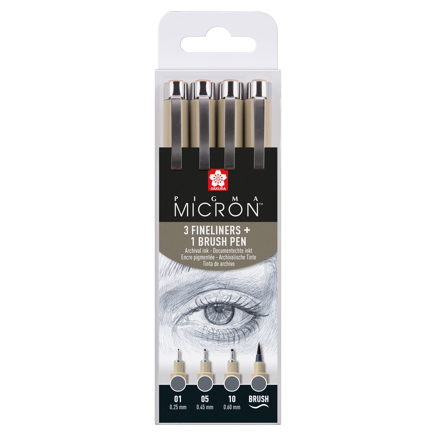 Sakura - Fineliner pigma micron koelgrijs 4 maten | 6 stuks