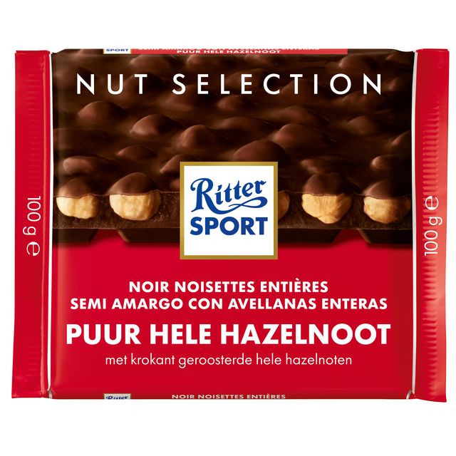 Ritter Sport - puur hele hazelnoot tablet 100gr | 10 stuks
