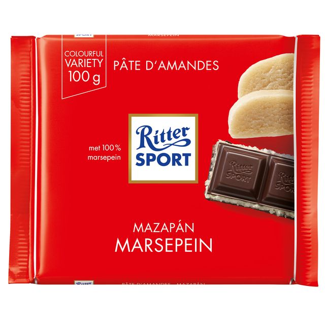 Ritter Sport - Mazapán de chocolate negro 100gr | 12 piezas