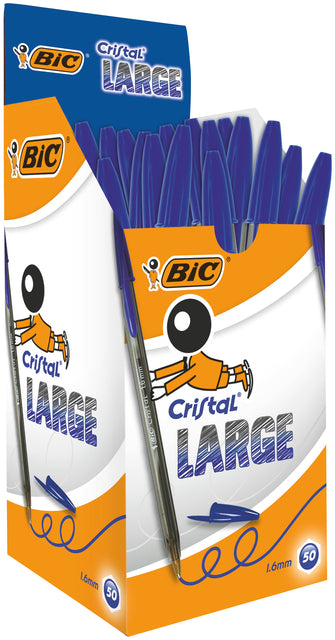 Bic - Bolígrafo Cristal grande azul | 50 piezas