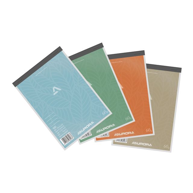 Aurora - Writing pad A5 line 100 sheets 60gr assorted