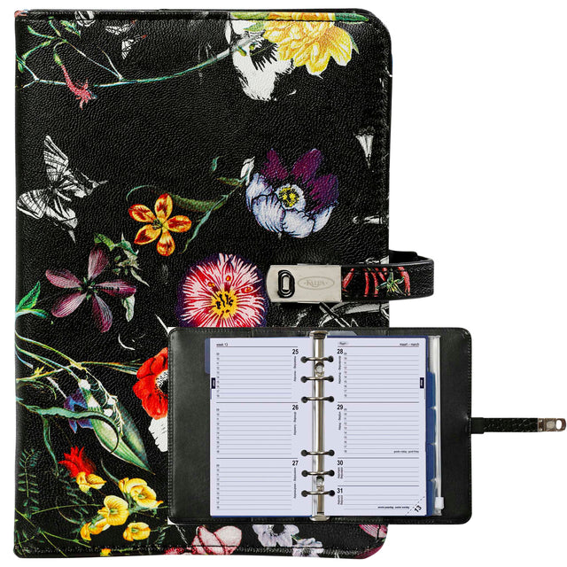 Kalpa - Organizer Personal including agenda 2025-2026 7 days/2 pages sea of flowers black