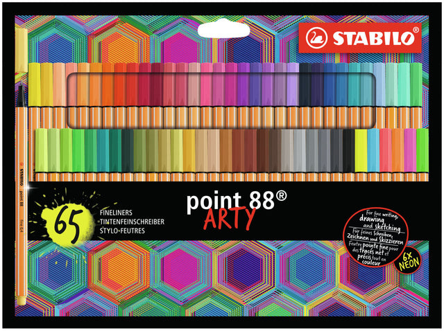 Stabilo - point 88, fineliner 0.4 mm, ARTY etui met alle 65 kleuren