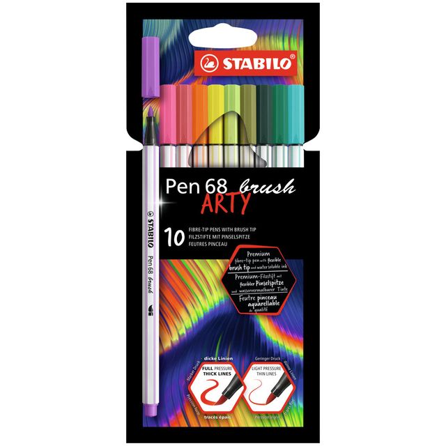 Stabilo - Brushstift Pen 568/10 Arty assorti set à 10 stuks