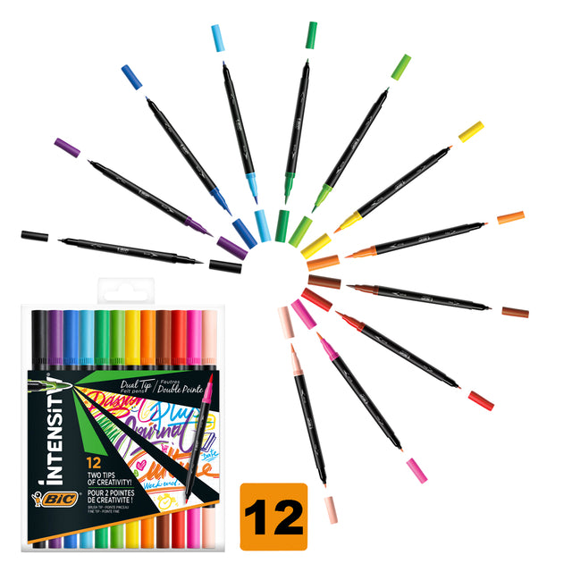 Bic - Rotuladores de colores Intensity doble punta surtida caja de 12 piezas